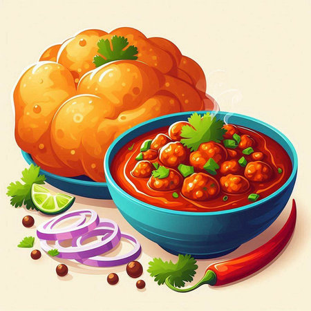 Illustration of a bowl of tomato sauce with some ingredients around itのイラスト素材