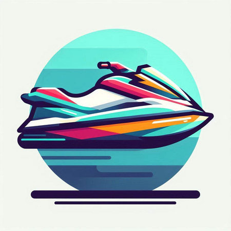 Water scooter icon in flat style. Vector illustration of water scooter.のイラスト素材