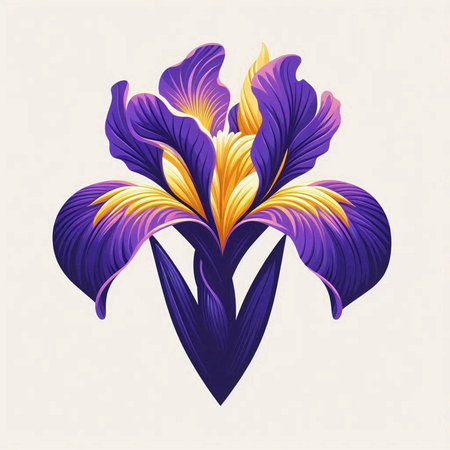 Ornamental iris flower on a light background. Vector illustration.のイラスト素材