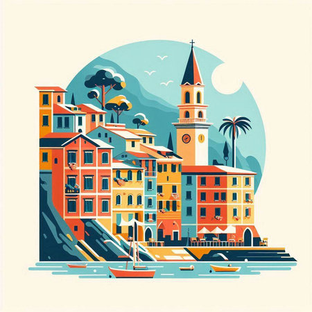 Old town of Rovinj, Croatia. Vector illustration.のイラスト素材