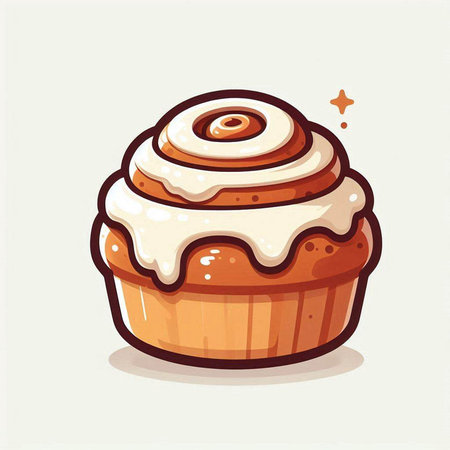 Cinnamon cupcake vector illustration. Cute hand drawn muffinのイラスト素材
