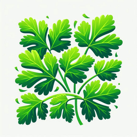 Parsley leaves isolated on white background. Vector Illustration.のイラスト素材