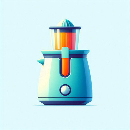 Vector illustration of a juicer on a blue background. Flat style.のイラスト素材