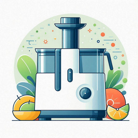 Vector illustration of electric juicer in flat style. Kitchen appliances.のイラスト素材