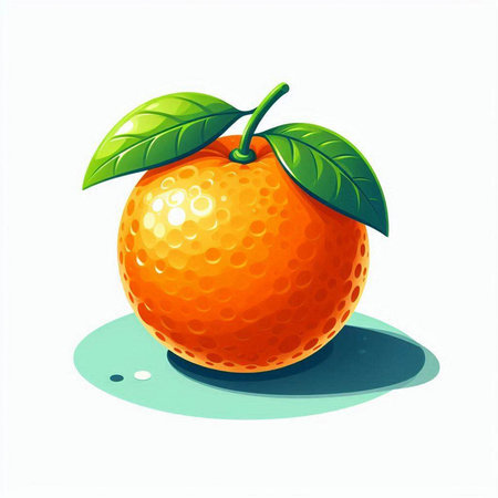 Orange fruit with green leaves on a white background. Vector illustration.のイラスト素材