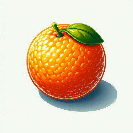 Illustration of a fresh orange on a white background with a shadowのイラスト素材