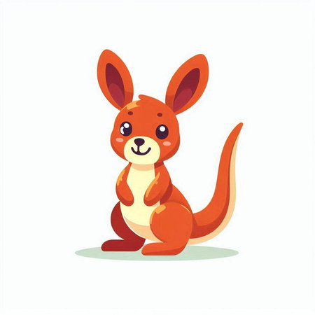 Kangaroo cartoon vector illustration. Cute kangaroo character.のイラスト素材
