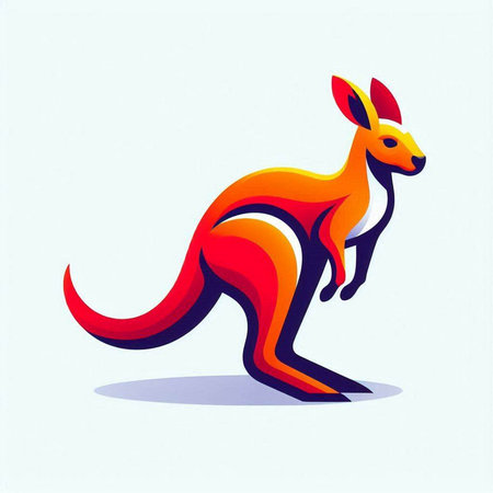 Kangaroo icon. Vector illustration of red kangaroo.のイラスト素材