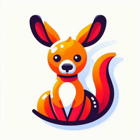 Cute kangaroo isolated on white background. Vector illustration.のイラスト素材