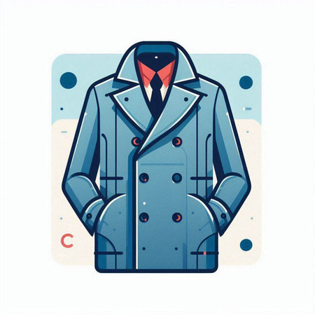 Men's coat with a collar on a white background. Vector illustrationのイラスト素材