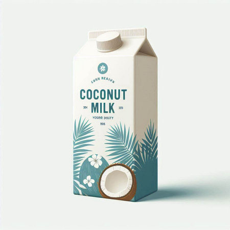Coconut milk carton box isolated on white background 3d renderingのイラスト素材