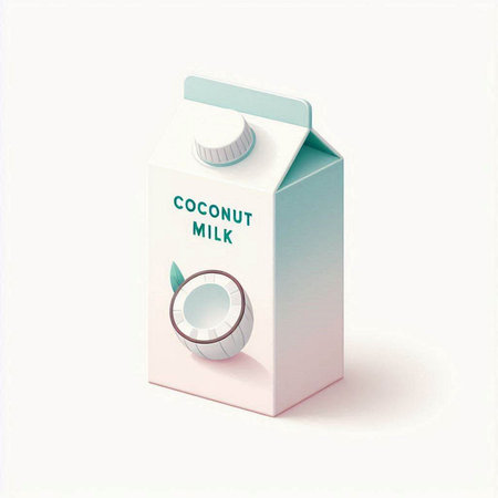 Milk carton with coconut on a white background. Vector illustration.のイラスト素材
