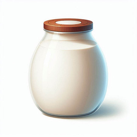 Illustration of a glass jar of milk isolated on a white backgroundのイラスト素材