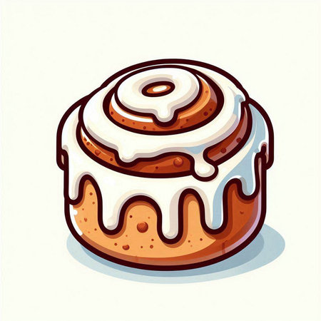 Cinnamon roll. Hand drawn vector illustration isolated on white background.のイラスト素材