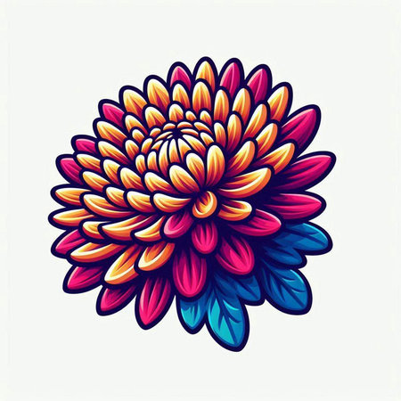 Colorful dahlia flower on white background. Vector illustration.のイラスト素材