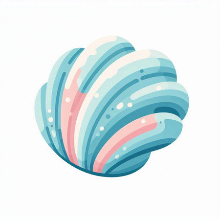 Sea shell isolated on white background. Cartoon style. Vector illustration.のイラスト素材