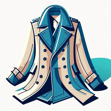Vector illustration of a coat in retro style on a white background.のイラスト素材