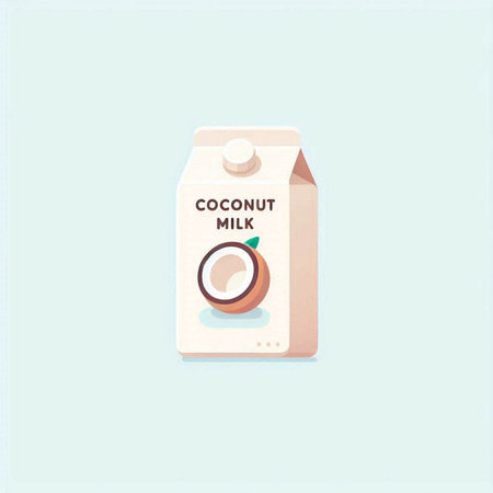 Coconut milk in a carton box. Vector illustration.のイラスト素材