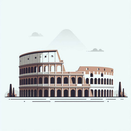 Colosseum in Rome, Italy. Vector illustration. Retro style.のイラスト素材