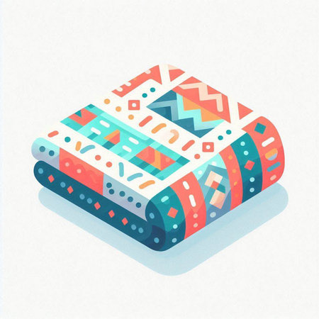 Colorful knitted blanket on a white background. Vector illustration.のイラスト素材