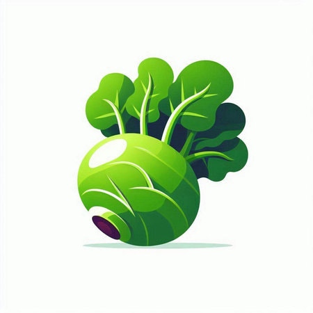 Vegetable icon. Vector illustration of a green cabbage isolated on white background.のイラスト素材