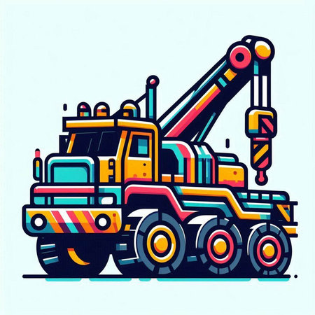 truck crane vector illustration isolated on white background. vector illustration.のイラスト素材