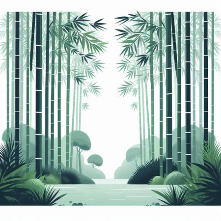 Bamboo forest background. Vector illustration for your design. EPS10のイラスト素材