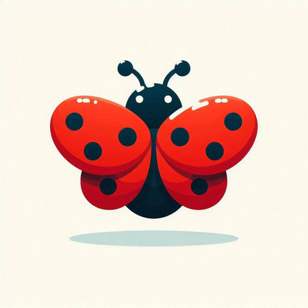 Ladybug icon, vector illustration. Flat design style with shadow.のイラスト素材
