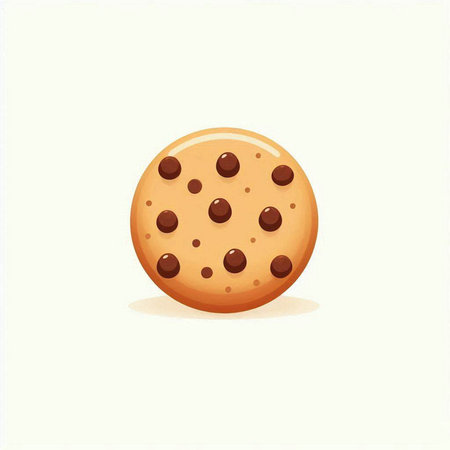 Illustration of a chocolate chip cookie isolated on a white background.のイラスト素材