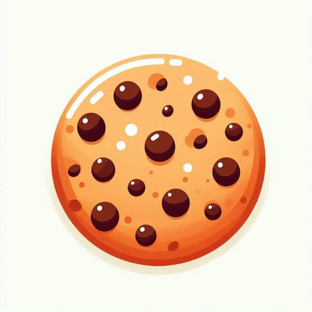 Illustration of a cookie with chocolate drops on a white background.のイラスト素材