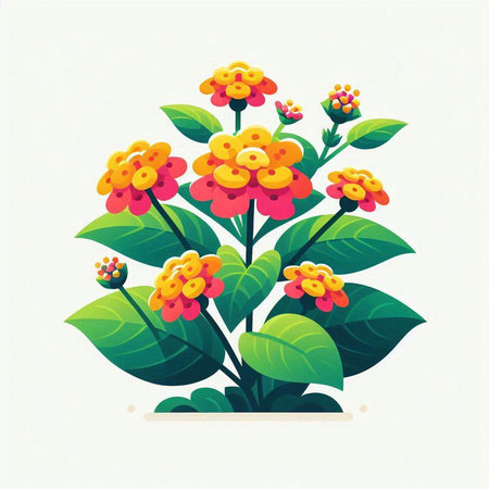 Illustration of a bouquet of yellow and red flowers on a white backgroundのイラスト素材