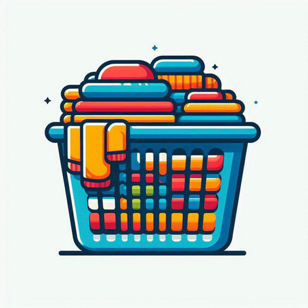 Shopping basket icon in flat line style. Laundry basket vector illustration on white isolated background.のイラスト素材