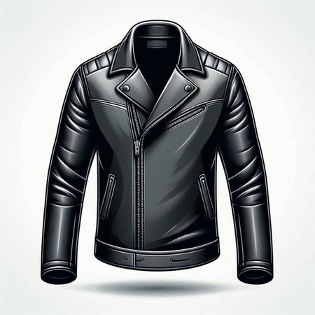 Black leather jacket isolated on white background. Vector illustration for your designのイラスト素材