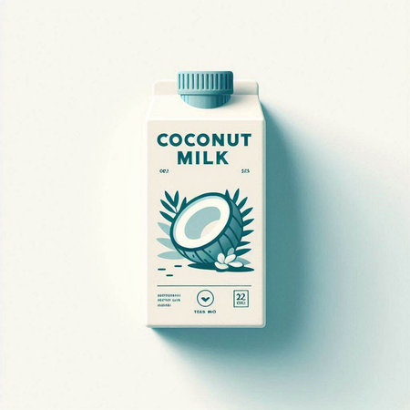 Coconut milk bottle mockup. 3d illustration. Isolated on white background.のイラスト素材