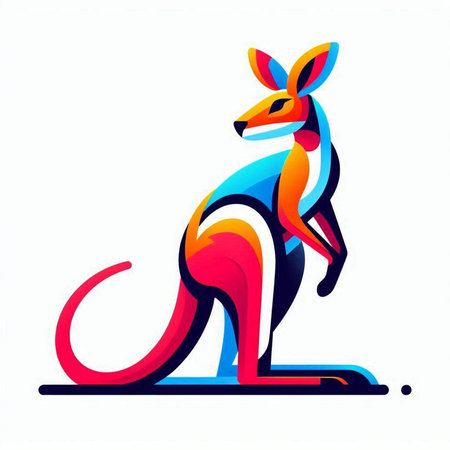 Kangaroo icon. Colorful kangaroo vector illustration.のイラスト素材