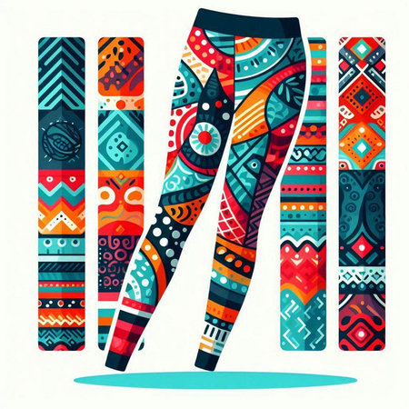 Vector illustration of a female legs in a leggings with geometric ornament.のイラスト素材