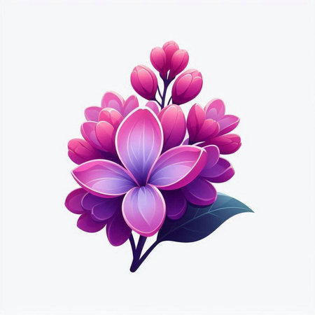 Purple lilac flower on a white background. Vector illustration.のイラスト素材