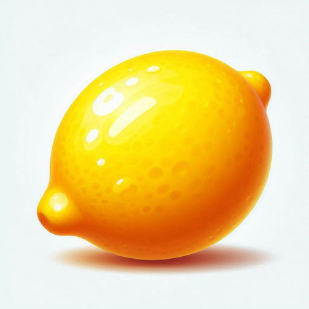 Illustration of a lemon on a white background with a shadow.のイラスト素材