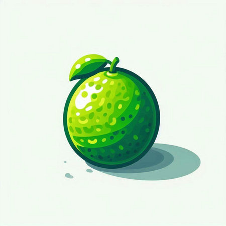 Illustration of a fresh lime on a white background, vector illustrationのイラスト素材