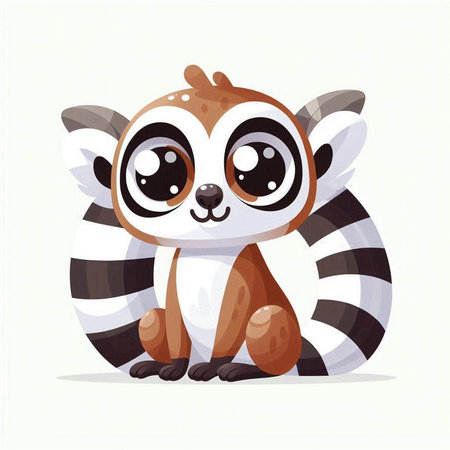 Cute cartoon lemur. Vector illustration of a funny animal.のイラスト素材