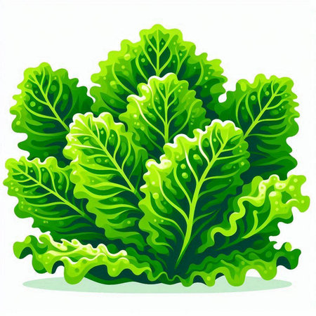Illustration of lettuce leaves on a white background. Vector illustration.のイラスト素材