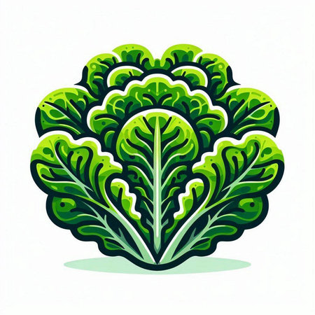 Illustration of a fresh green lettuce leaf isolated on a white backgroundのイラスト素材