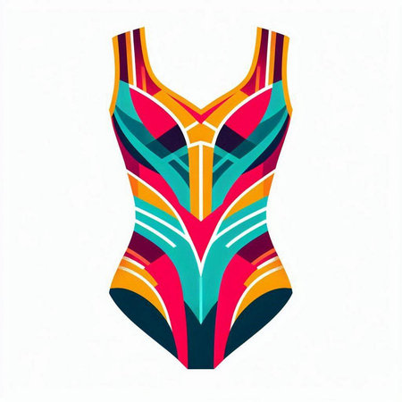 Swimsuit with colorful pattern on white background. Vector illustration.のイラスト素材