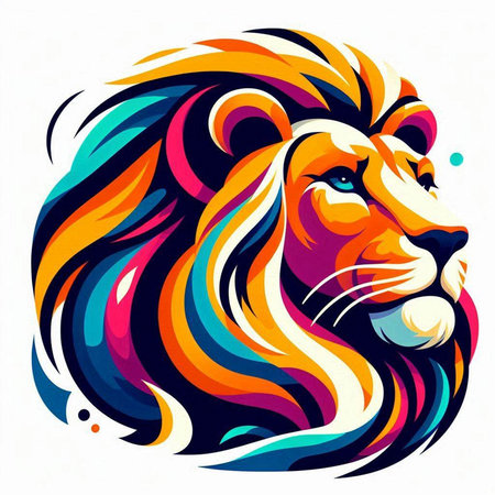 Lion head vector illustration. Colorful lion head vector illustration.のイラスト素材
