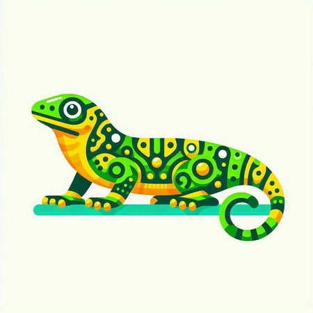 Lizard on a white background. Vector illustration in flat style.のイラスト素材