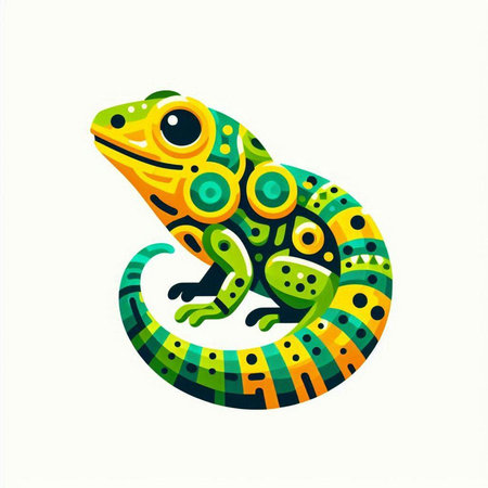 Chameleon. Isolated on white background. Vector illustration.のイラスト素材