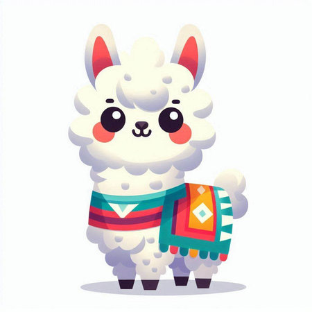 Cute alpaca. Cute cartoon character. Vector illustrationのイラスト素材