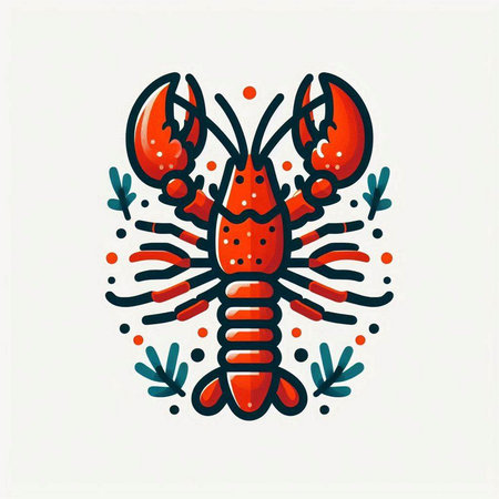 Lobster. Hand drawn vector illustration in scandinavian style.のイラスト素材