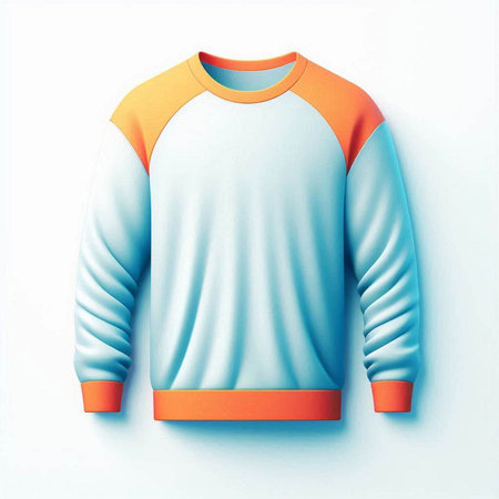 Blue and orange sweater isolated on a white background. 3d renderのイラスト素材