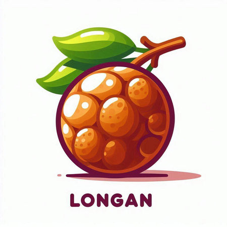 Illustration of a stylized mangosteen on a white backgroundのイラスト素材